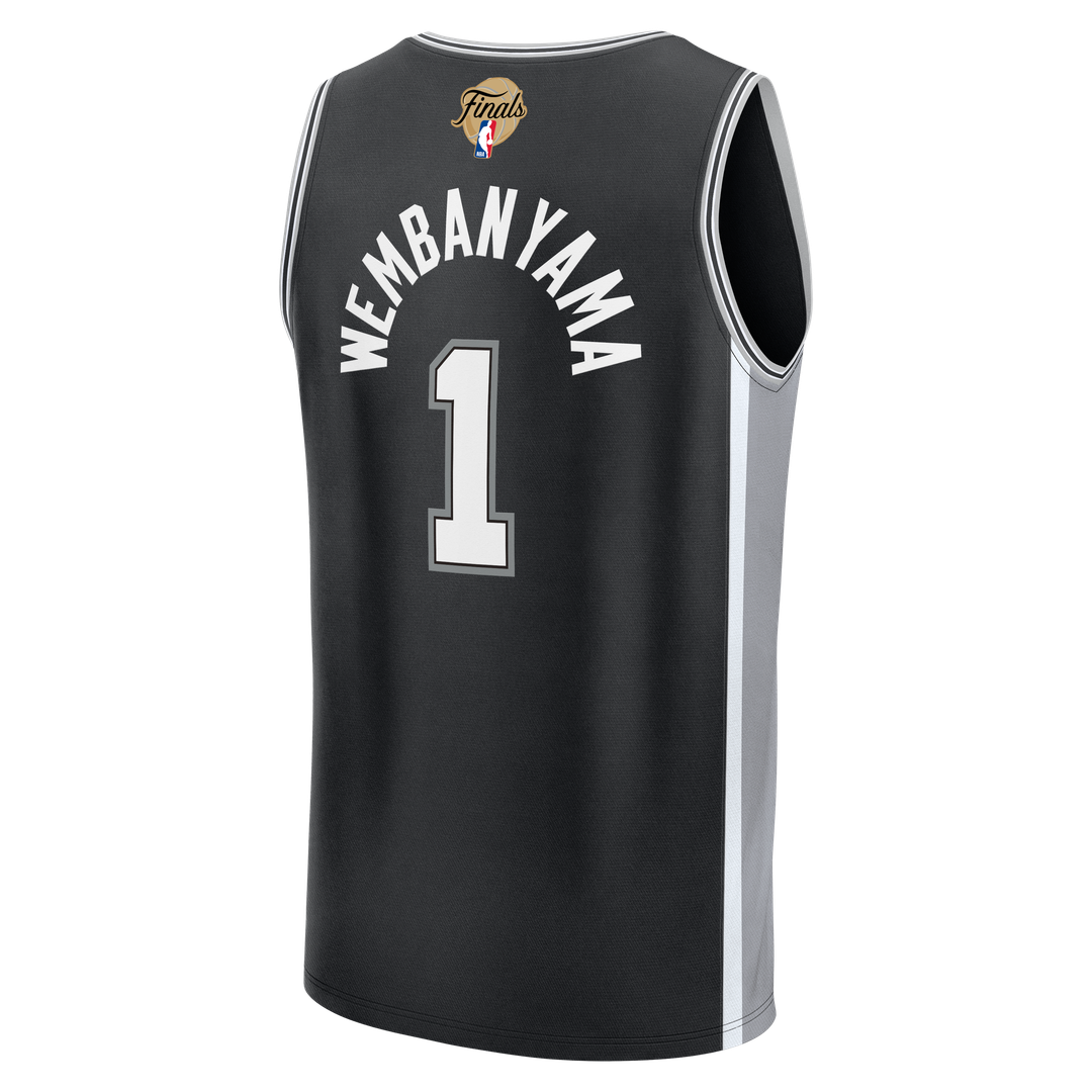 San Antonio Spurs Victor Wembanyama Fanatics Youth 2026 NBA Finals Patch Fast Break Replica Jersey - Black - Icon Edition Team Jersey Sports Fan Appar