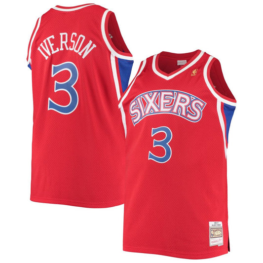 Philadelphia 76ers Allen Iverson Mitchell & Ness 1996/97 Big & Tall Hardwood Classics Swingman Jersey - Red Team Jersey Sports Fan Apparel