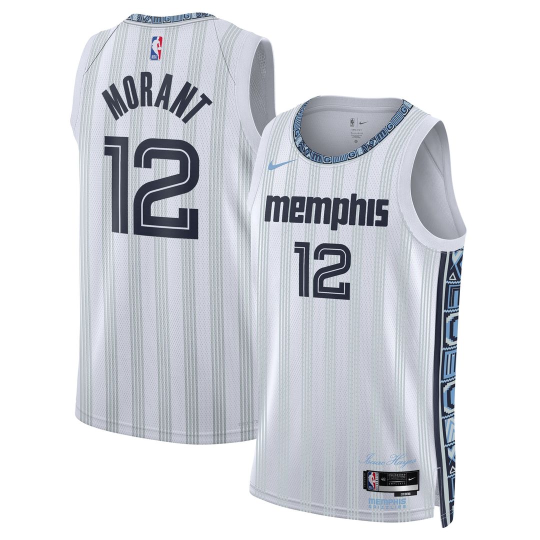 Memphis Grizzlies Ja Morant Nike Unisex 2025/26 Swingman Jersey - White - City Edition Team Jersey Sports Fan Apparel