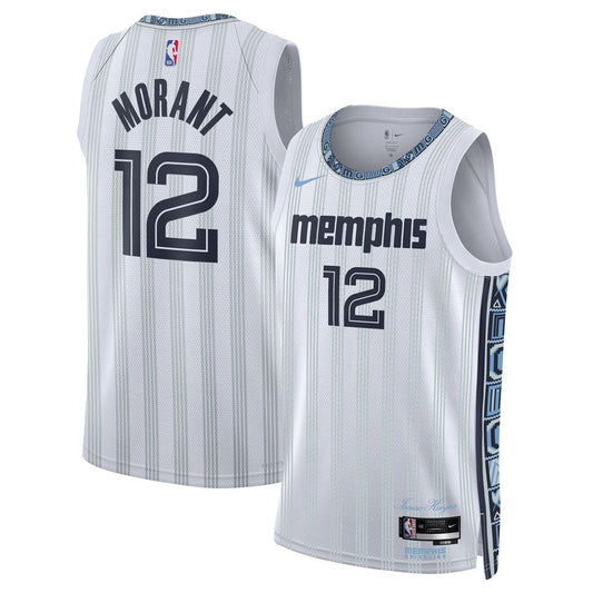 Memphis Grizzlies Ja Morant Nike Unisex 2025/26 Swingman Jersey - White - City Edition Team Jersey Sports Fan Apparel