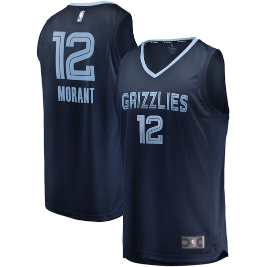 Memphis Grizzlies Ja Morant Fanatics Fast Break Replica Jersey Navy - Icon Edition Team Jersey Sports Fan Apparel