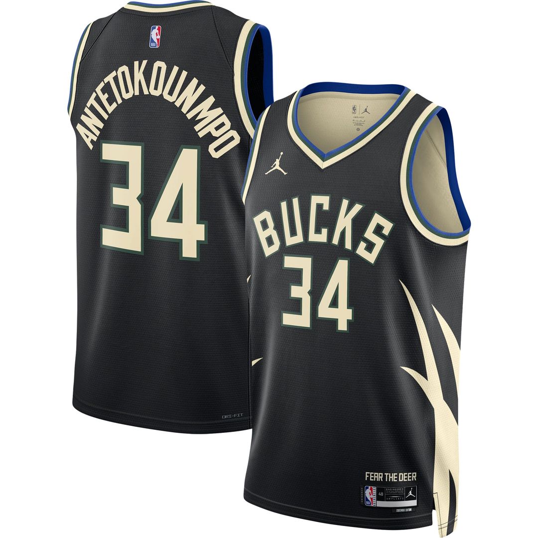 Milwaukee Bucks Giannis Antetokounmpo Jordan Brand Unisex Swingman Jersey - Statement Edition - Black Team Jersey Sports Fan Apparel