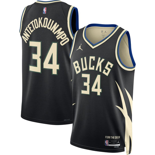 Milwaukee Bucks Giannis Antetokounmpo Jordan Brand Unisex Swingman Jersey - Statement Edition - Black Team Jersey Sports Fan Apparel