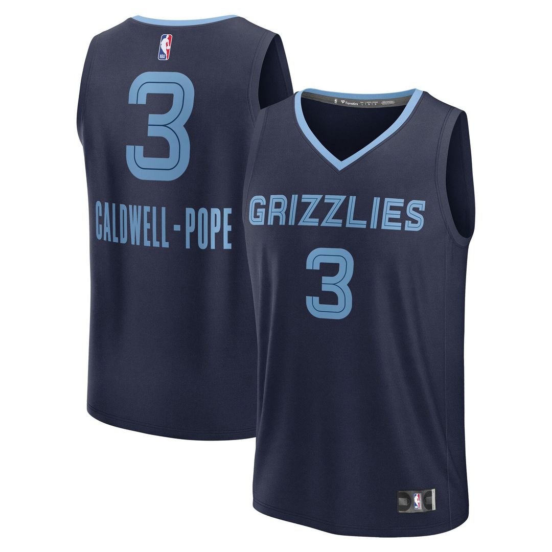 Memphis Grizzlies Kentavious Caldwell - Pope Fanatics Fast Break Replica Player Jersey - Icon Edition - Navy Team Jersey Sports Fan Apparel