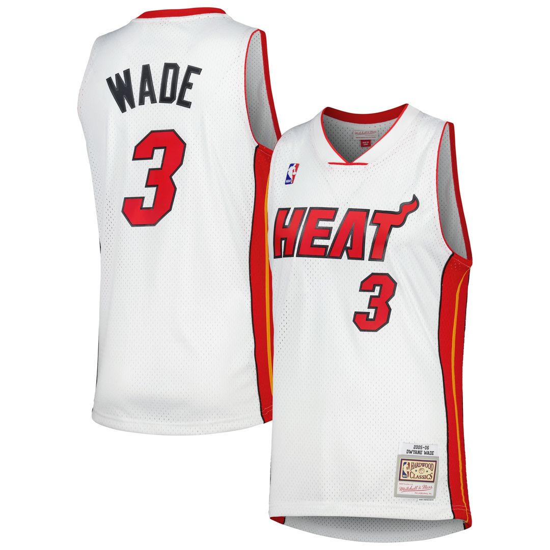 Miami Heat Dwyane Wade Mitchell & Ness 2005/06 Hardwood Classics Swingman Jersey - White Team Jersey Sports Fan Apparel