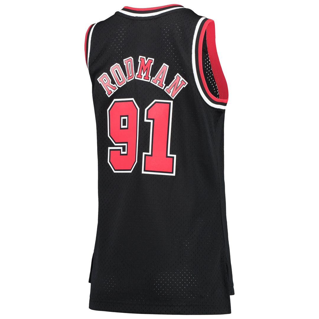 Chicago Bulls Dennis Rodman Mitchell & Ness Women's Hardwood Classics Swingman Jersey - Black Team Jersey Sports Fan Apparel