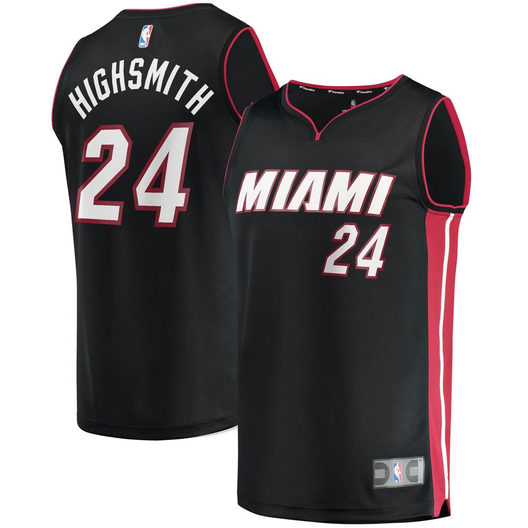 Miami Heat Haywood Highsmith Fanatics 2021/22 Fast Break Replica Jersey - Icon Edition - Black Team Jersey Sports Fan Apparel