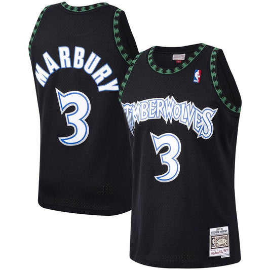 Minnesota Timberwolves Stephon Marbury Mitchell & Ness 1997/98 Hardwood Classics Swingman Jersey - Black Team Jersey Sports Fan Apparel