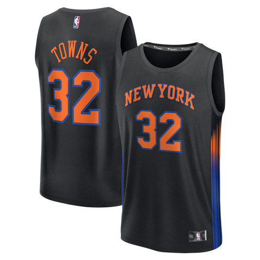 New York Knicks Karl - Anthony Towns Fanatics Youth Fast Break Jersey - Statement Edition - Black Team Jersey Sports Fan Apparel