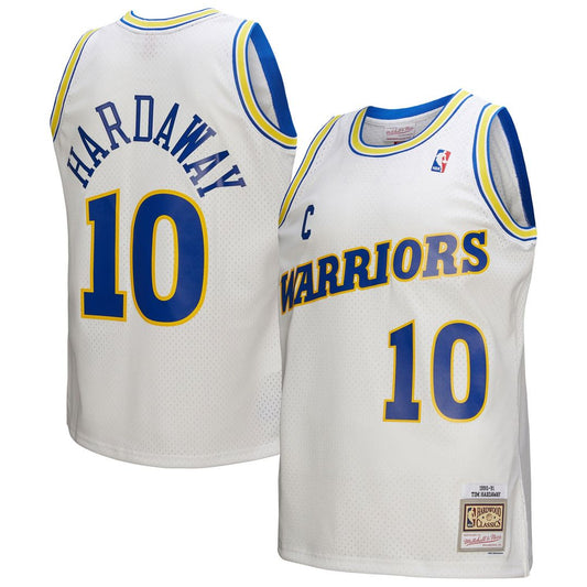 Golden State Warriors Tim Hardaway Mitchell & Ness Hardwood Classics 1990/91 Swingman Jersey - White Team Jersey Sports Fan Apparel