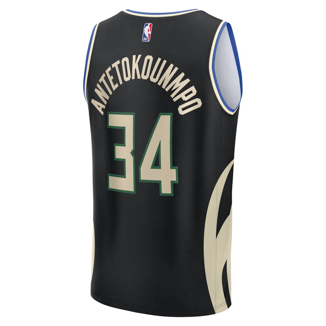 Milwaukee Bucks Giannis Antetokounmpo Fanatics Youth Fast Break Replica Player Jersey - Statement Edition - Black Team Jersey Sports Fan Apparel