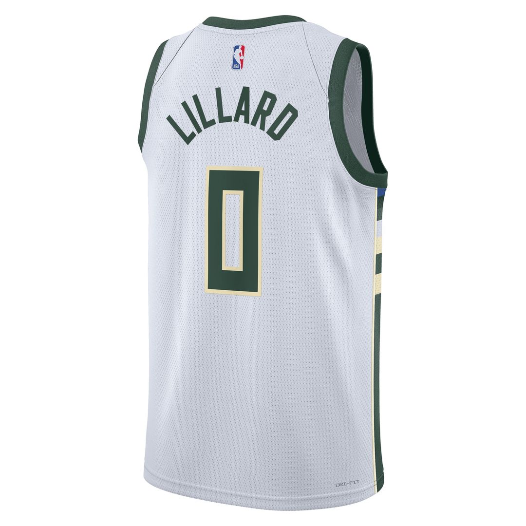 Milwaukee Bucks Damian Lillard Nike Unisex Fear The Deer Swingman Player Jersey - Association Edition - White Team Jersey Sports Fan Apparel