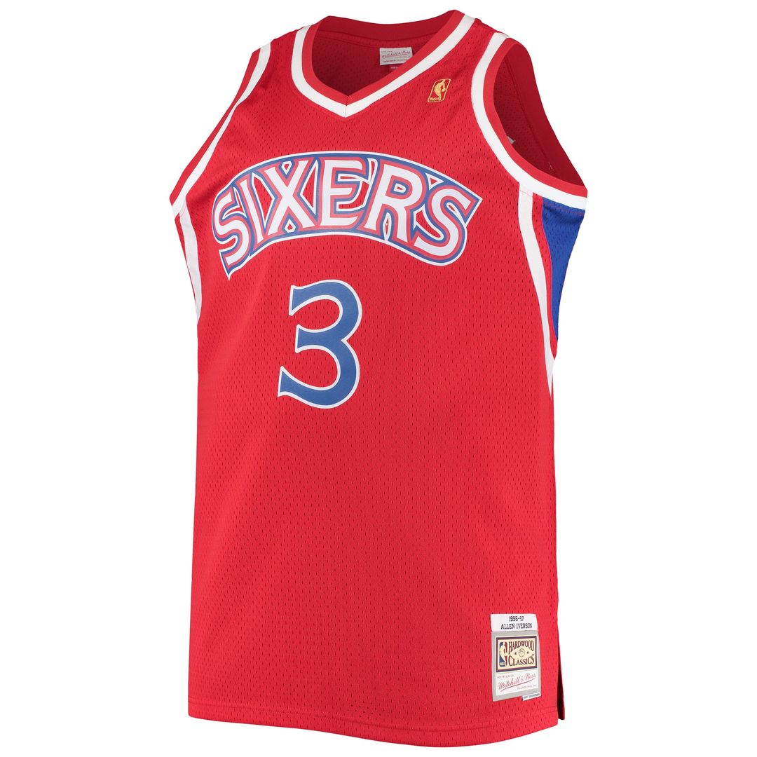 Philadelphia 76ers Allen Iverson Mitchell & Ness 1996/97 Big & Tall Hardwood Classics Swingman Jersey - Red Team Jersey Sports Fan Apparel