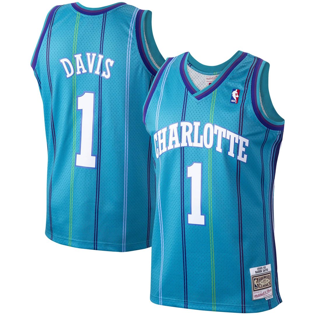 Charlotte Hornets Baron Davis Mitchell & Ness 1999/00 Hardwood Classics Swingman Jersey - Teal Team Jersey Sports Fan Apparel