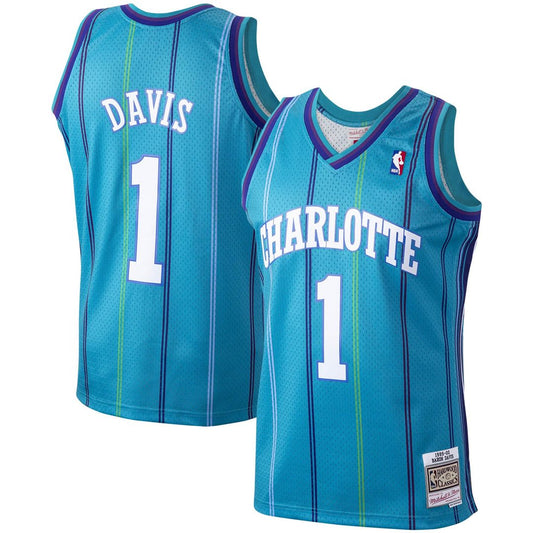 Charlotte Hornets Baron Davis Mitchell & Ness 1999/00 Hardwood Classics Swingman Jersey - Teal Team Jersey Sports Fan Apparel