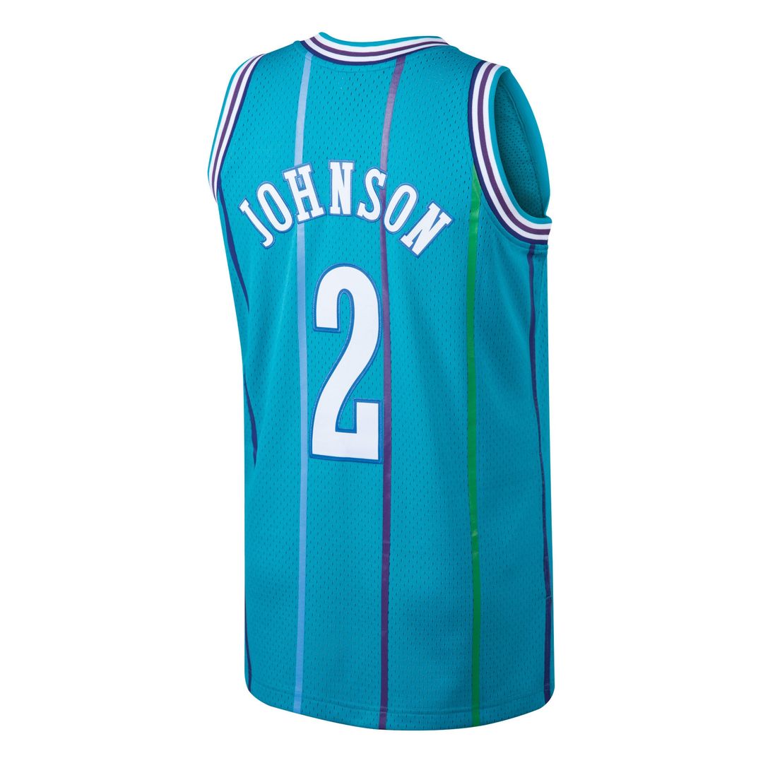 Charlotte Hornets Larry Johnson Mitchell & Ness 1992/93 Hardwood Classics Swingman Jersey - Teal Team Jersey Sports Fan Apparel