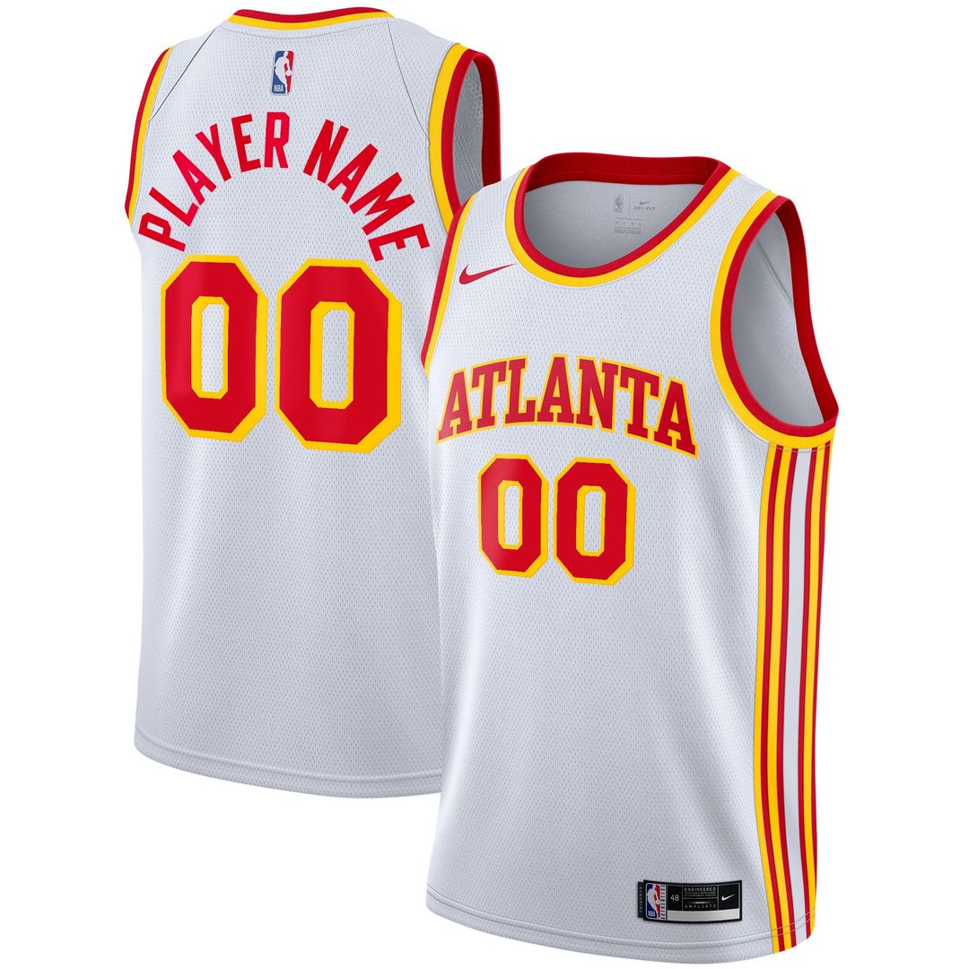 Atlanta Hawks Nike 2020/21 Swingman Custom Jersey - Association Edition - White Team Jersey Sports Fan Apparel