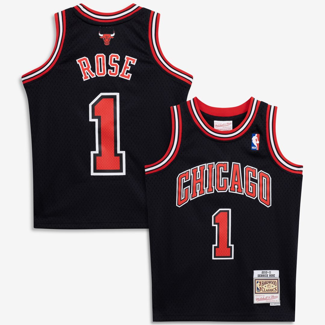 Chicago Bulls Derrick Rose Mitchell & Ness Youth 2010/11 Hardwood Classics Swingman Jersey - Black Team Jersey Sports Fan Apparel