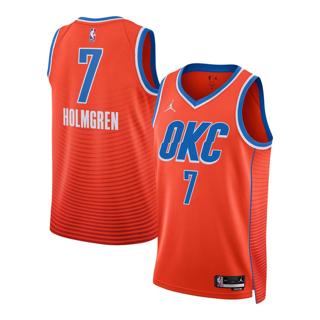 Oklahoma City Thunder Chet Holmgren Jordan Brand Unisex Swingman Jersey - Statement Edition - Orange Team Jersey Sports Fan Apparel