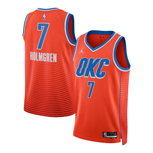 Oklahoma City Thunder Chet Holmgren Jordan Brand Unisex Swingman Jersey - Statement Edition - Orange Team Jersey Sports Fan Apparel