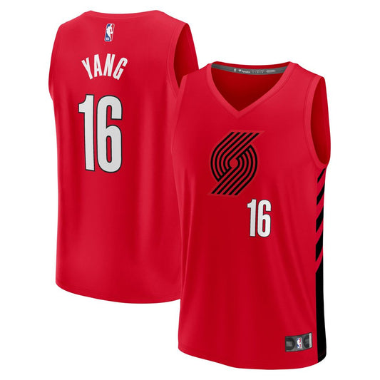 Portland Trail Blazers Yang Hansen Fanatics Fast Break Replica Jersey - Red - Statement Edition Team Jersey Sports Fan Apparel