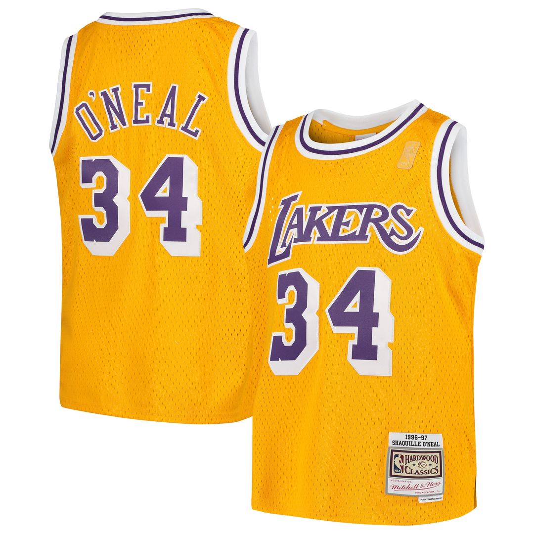 Los Angeles Lakers Shaquille O'Neal Mitchell & Ness Youth Swingman Throwback Jersey - Gold Team Jersey Sports Fan Apparel