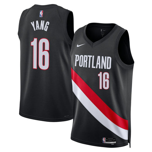 Portland Trail Blazers Yang Hansen Nike Unisex Swingman Jersey - Icon Edition - Black Team Jersey Sports Fan Apparel