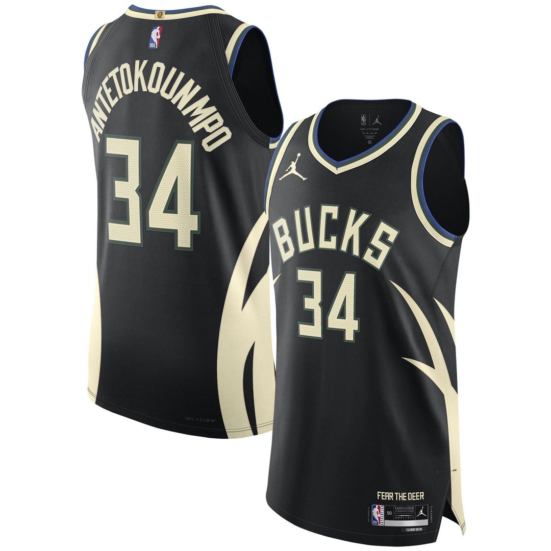 Milwaukee Bucks Giannis Antetokounmpo Jordan Brand Authentic Player Jersey - Statement Edition - Black Team Jersey Sports Fan Apparel