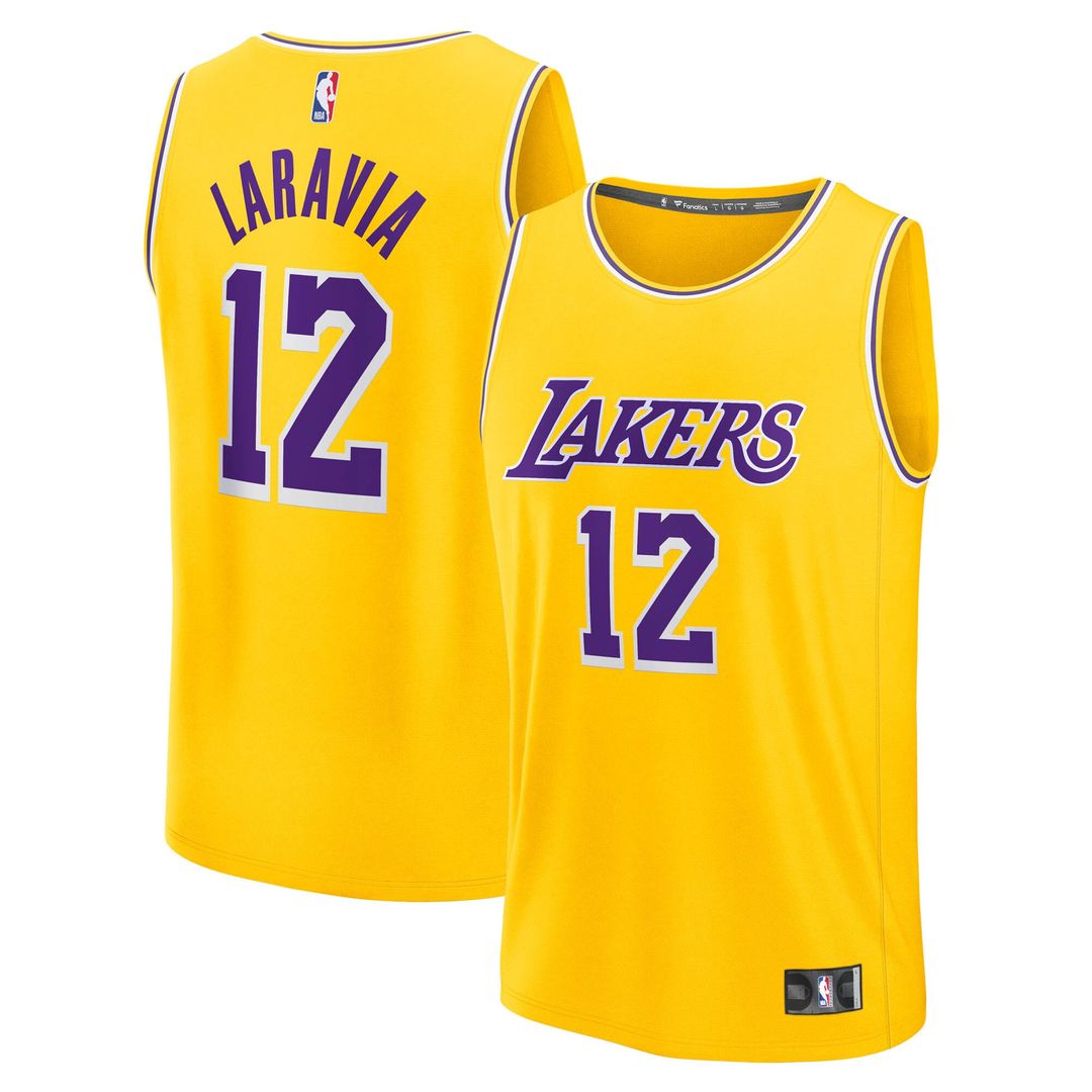 Los Angeles Lakers Jake LaRavia Fanatics Fast Break Replica Jersey - Icon Edition - Gold Team Jersey Sports Fan Apparel