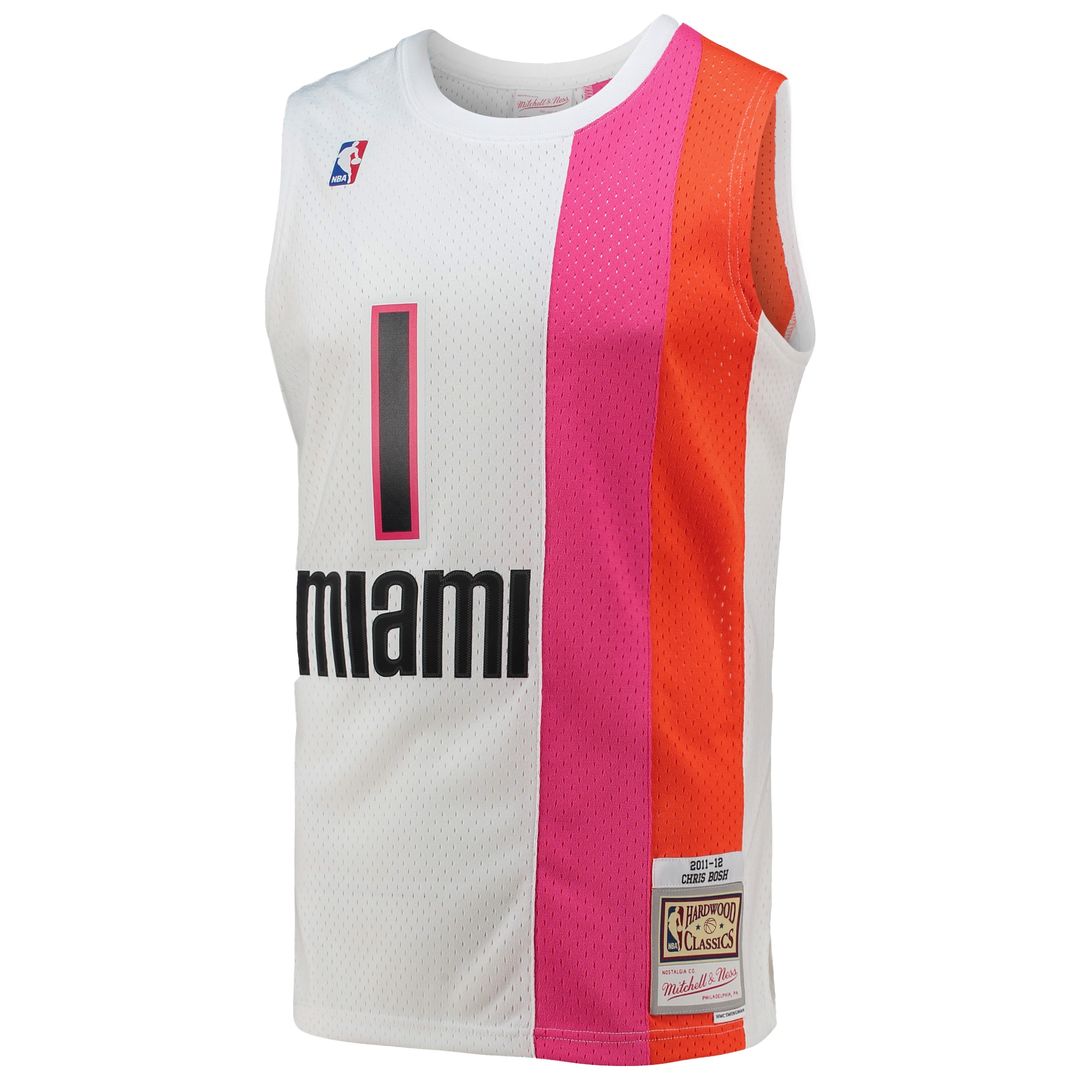 Miami Heat Chris Bosh Mitchell & Ness 2011/12 Hardwood Classics Swingman Jersey - White Team Jersey Sports Fan Apparel