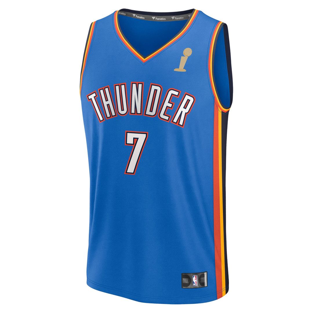Oklahoma City Thunder Chet Holmgren Fanatics Youth 2025 NBA Finals Champions Fast Break Replica Player Jersey - Blue - Icon Edition Team Jersey Sports