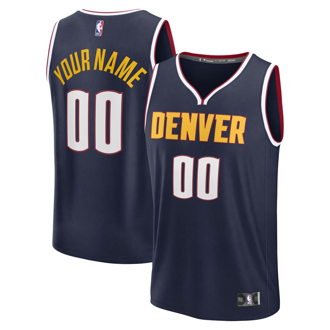 Denver Nuggets Fanatics Youth Fast Break Custom Replica Jersey - Navy - Icon Edition Team Jersey Sports Fan Apparel