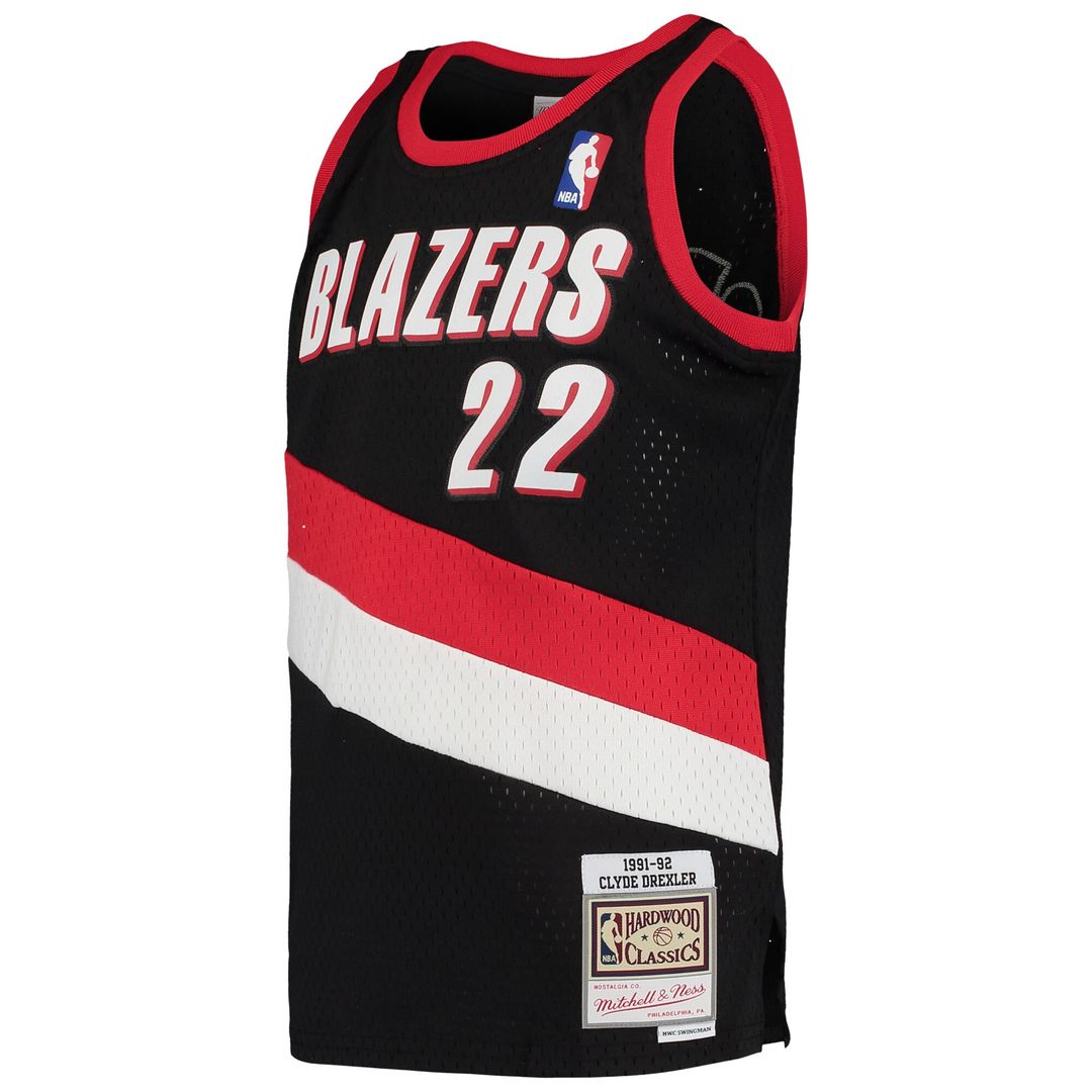 Portland Trail Blazers Clyde Drexler Mitchell & Ness Youth 1991/92 Hardwood Classics Swingman Jersey - Black Team Jersey Sports Fan Apparel