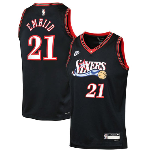 Philadelphia 76ers Joel Embiid Nike Youth Swingman Jersey - Classic Edition - Black Team Jersey Sports Fan Apparel