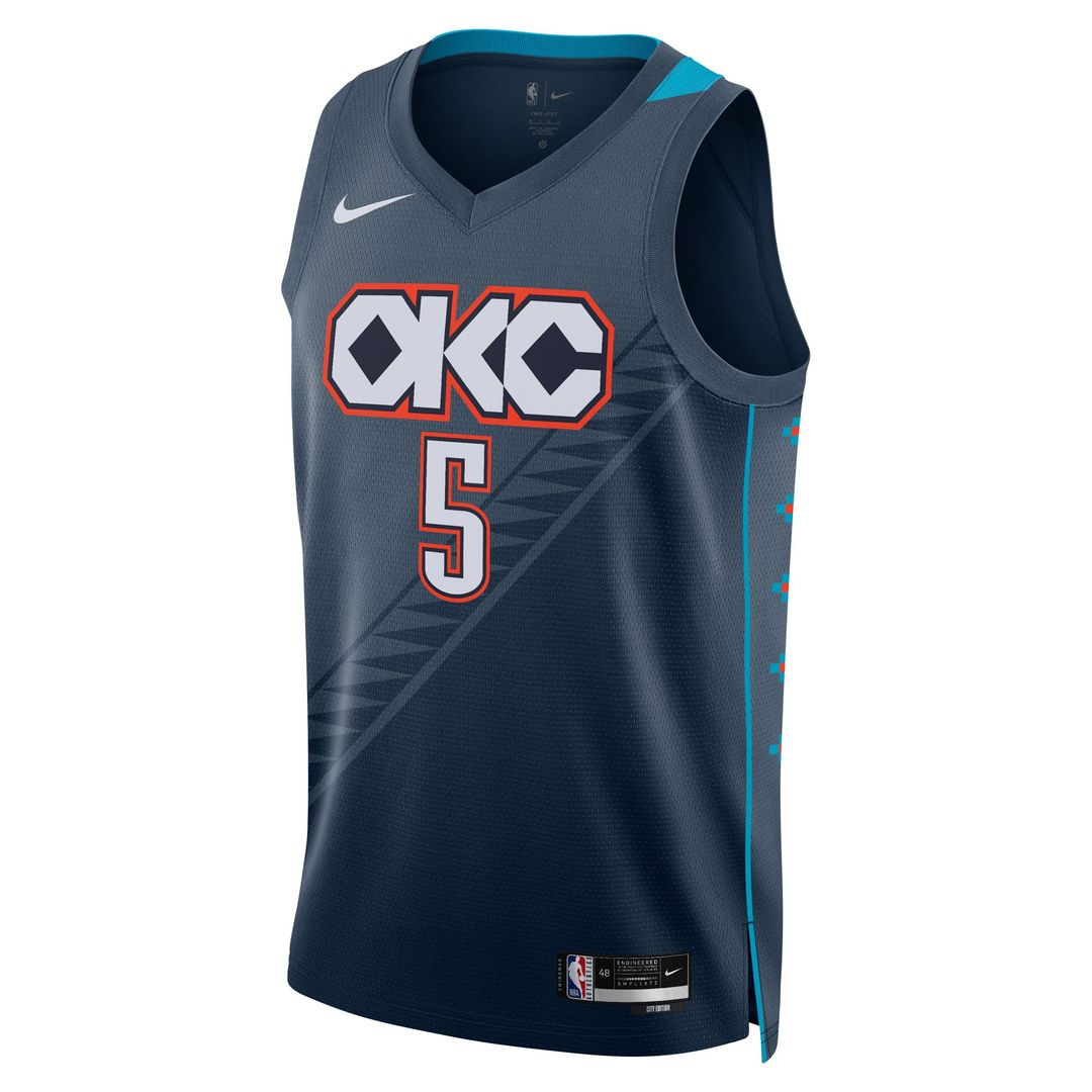 Oklahoma City Thunder Luguentz Dort Nike Unisex 2025/26 Swingman Jersey - Navy - City Edition Team Jersey Sports Fan Apparel