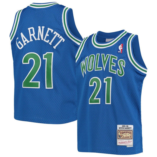 Minnesota Timberwolves Kevin Garnett Mitchell & Ness Youth 1995 - 96 Hardwood Classics Swingman Jersey - Blue Team Jersey Sports Fan Apparel