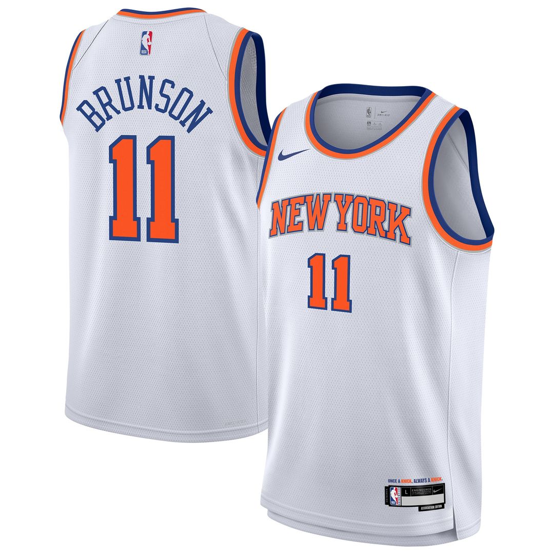 New York Knicks Jalen Brunson Nike Youth Association Swingman Jersey - White Team Jersey Sports Fan Apparel