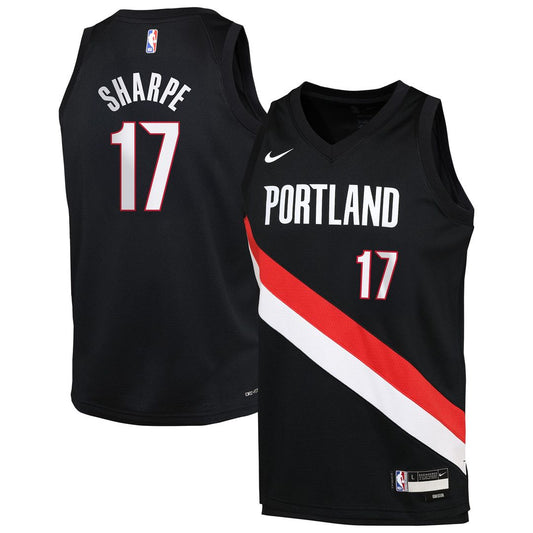 Portland Trail Blazers Shaedon Sharpe Nike Youth Icon Edition Swingman Jersey - Black Team Jersey Sports Fan Apparel