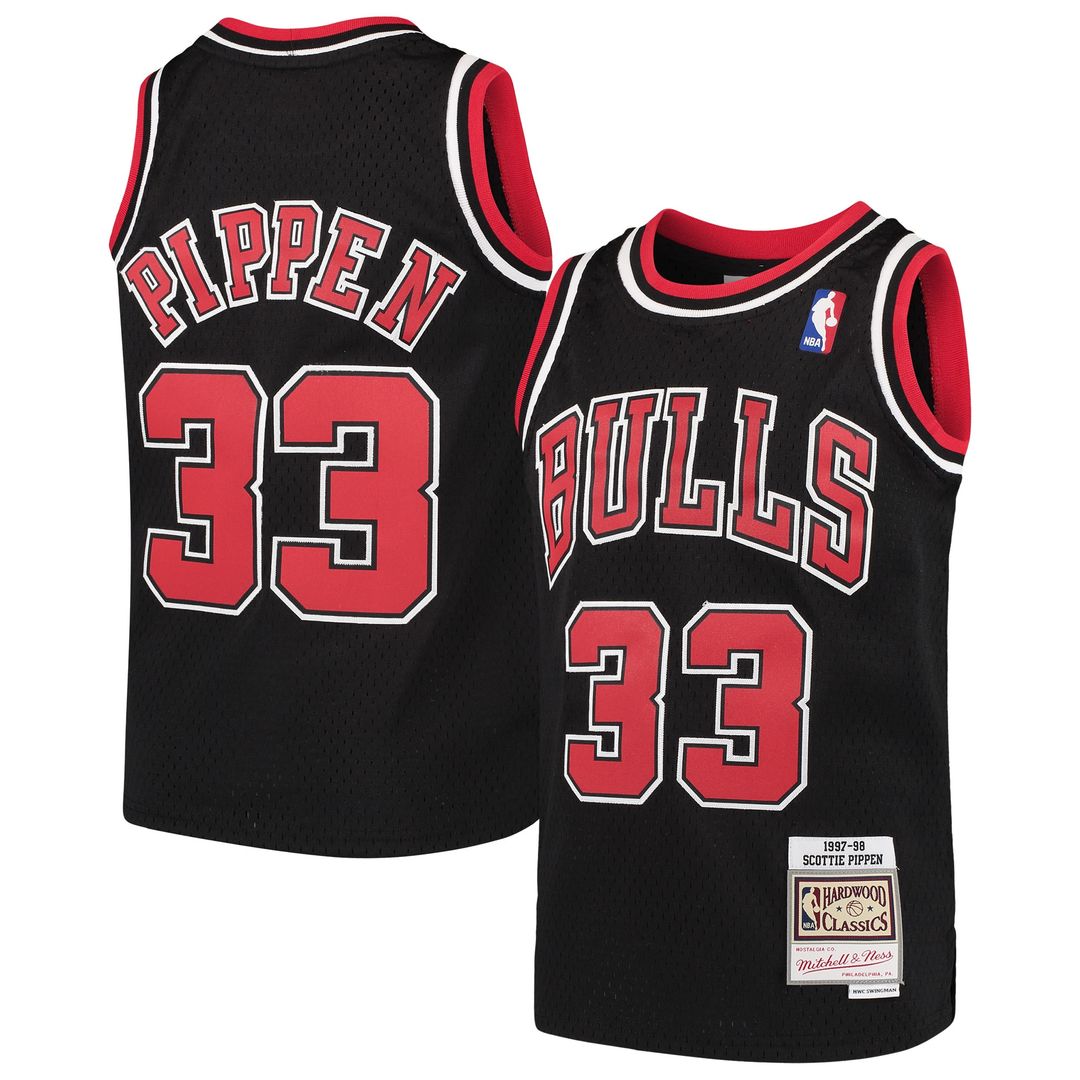 Chicago Bulls Scottie Pippen Mitchell & Ness Youth Hardwood Classics Swingman Throwback Jersey - Black Team Jersey Sports Fan Apparel