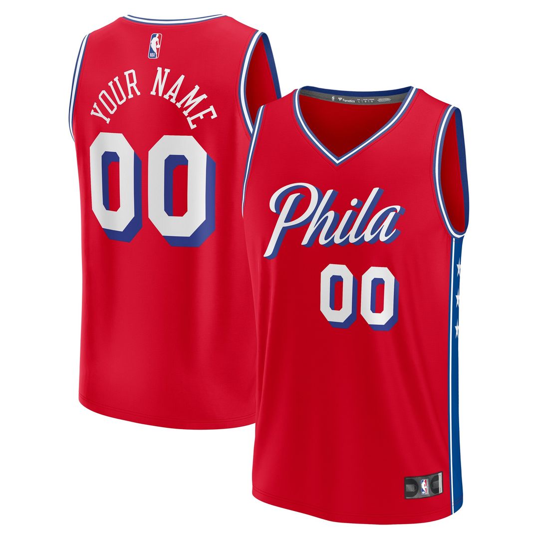 Philadelphia 76ers Fanatics Youth Fast Break Replica Custom Jersey - Statement Edition - Red Team Jersey Sports Fan Apparel