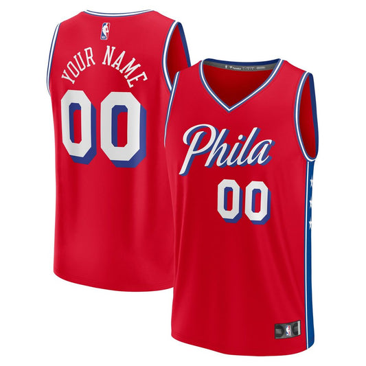 Philadelphia 76ers Fanatics Youth Fast Break Replica Custom Jersey - Statement Edition - Red Team Jersey Sports Fan Apparel