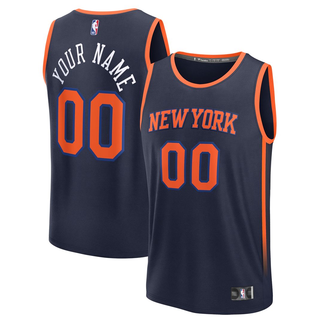 New York Knicks Fanatics Fast Break Custom Jersey - Statement Edition - Navy Team Jersey Sports Fan Apparel