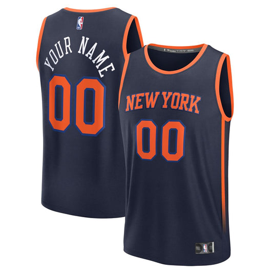 New York Knicks Fanatics Fast Break Custom Jersey - Statement Edition - Navy Team Jersey Sports Fan Apparel