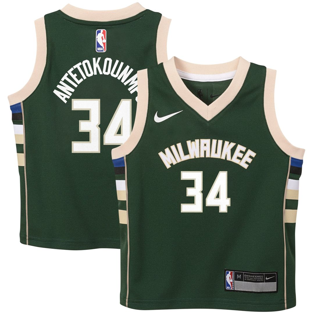 Milwaukee Bucks Giannis Antetokounmpo Nike Preschool Swingman Player Jersey - Icon Edition - Hunter Green Team Jersey Sports Fan Apparel