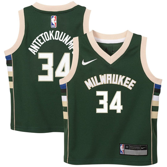 Milwaukee Bucks Giannis Antetokounmpo Nike Preschool Swingman Player Jersey - Icon Edition - Hunter Green Team Jersey Sports Fan Apparel