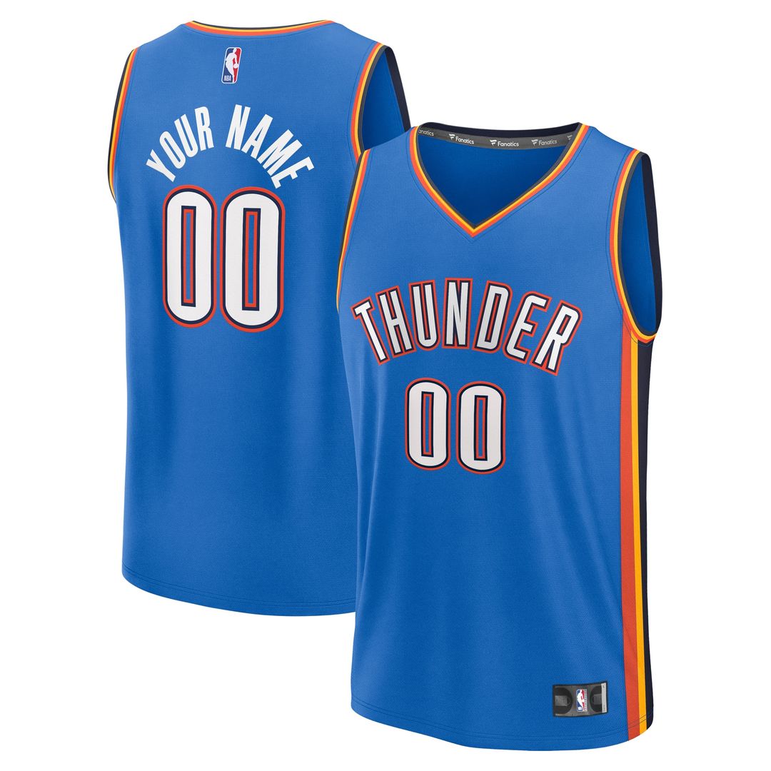 Oklahoma City Thunder Fanatics Youth Fast Break Custom Replica Jersey - Blue - Icon Edition Team Jersey Sports Fan Apparel