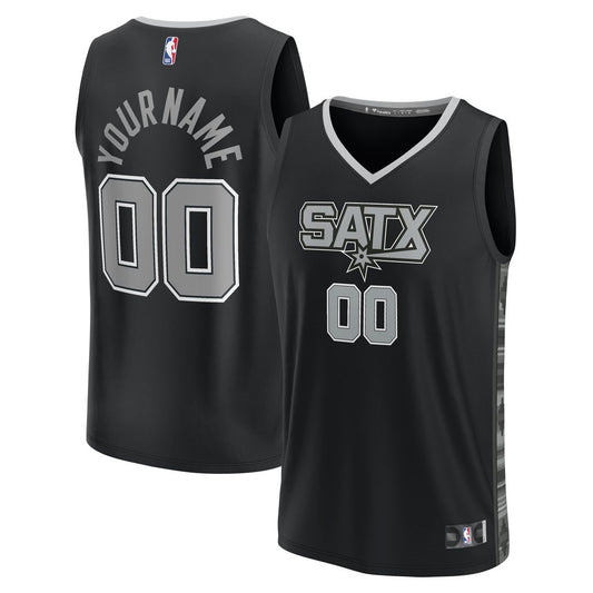 San Antonio Spurs Fanatics Fast Break Custom Replica Jersey - Black - Statement Edition Team Jersey Sports Fan Apparel