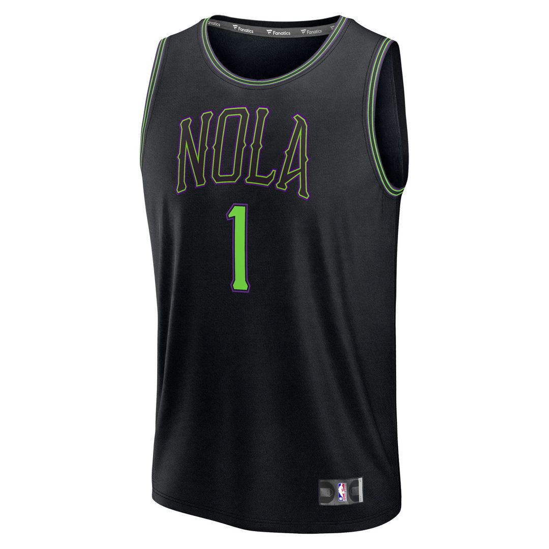 New Orleans Pelicans Zion Williamson Fanatics Youth Fast Break Jersey - City Edition - Black Team Jersey Sports Fan Apparel