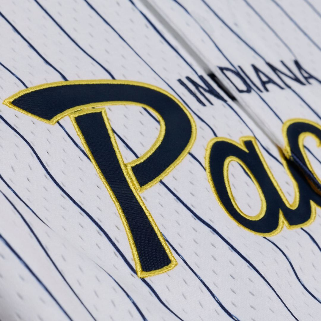 Indiana Pacers Mitchell & Ness Head Coach Pinstripe Mesh Full - Button Baseball Jersey - White Team Jersey Sports Fan Apparel