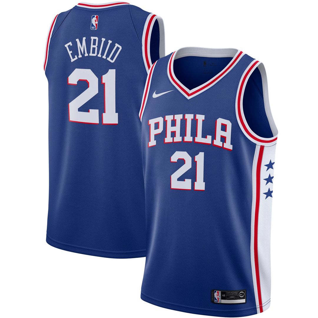 Philadelphia 76ers Joel Embiid Nike 2019/2020 Swingman Jersey - Icon Edition - Royal Team Jersey Sports Fan Apparel